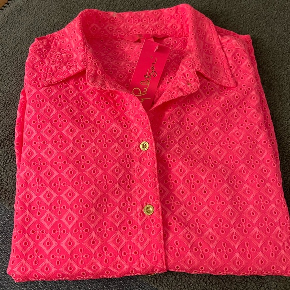 NWT Lilly Pulitzer Sea Breeze eyelet top/blouse size large - Picture 5 of 5